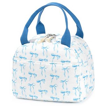 Corduroy Lunch Bag Bow Pattern Leakproof Cooler Tote