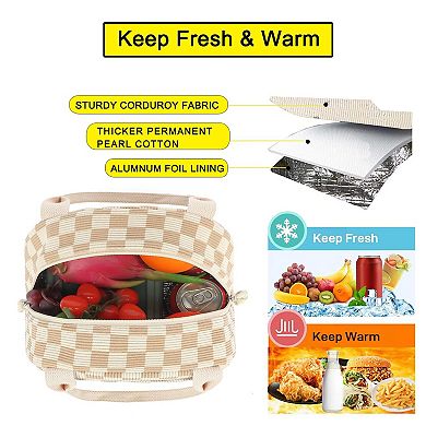 Corduroy Lunch Tote Women Work Picnic Travel