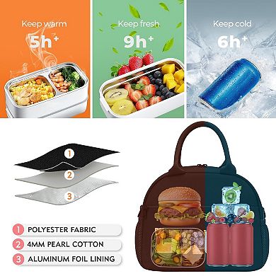 Lunch Bag Chenille Letter Tote Detachable Strap