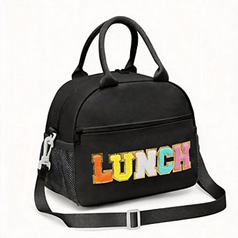 Lunch Bag Chenille Letter Tote Detachable Strap