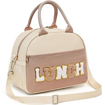 Lunch Bag Chenille Letter Tote Detachable Strap