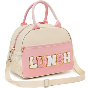Lunch Bag Chenille Letter Tote Detachable Strap