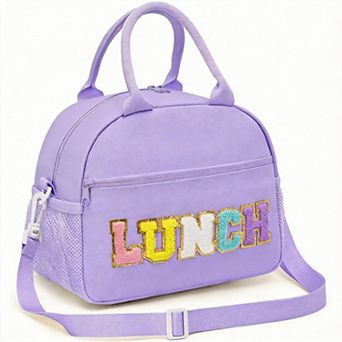 Lunch Bag Chenille Letter Tote Detachable Strap