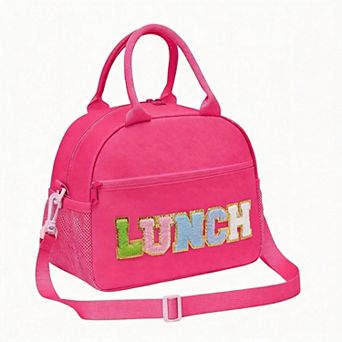 Lunch Bag Chenille Letter Tote Detachable Strap