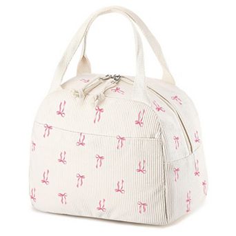 Bow Lunch Bag Corduroy Cooler Tote