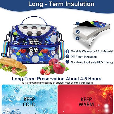 Lunch Bag Double Decker Cooler Box Washable Reusable School