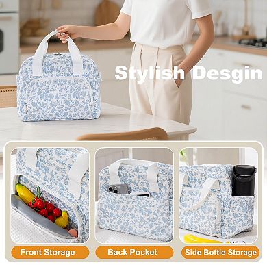 Quilted Lunch Bag Women Leakproof Cooler Tote