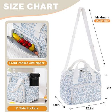 Quilted Lunch Bag Women Leakproof Cooler Tote