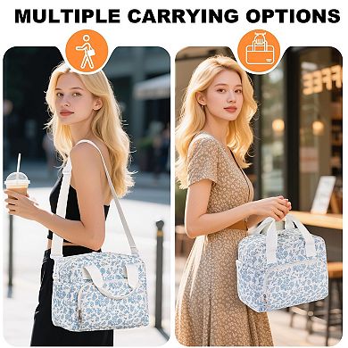 Quilted Lunch Bag Women Leakproof Cooler Tote