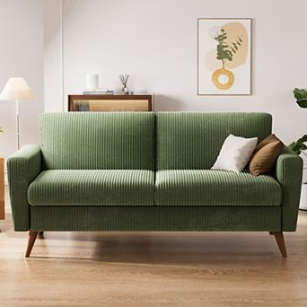 68" Loveseat Sofa, Comfy Corduroy Couch for Living Room, Mid Century Modern Love Seat Sofa, Corduroy