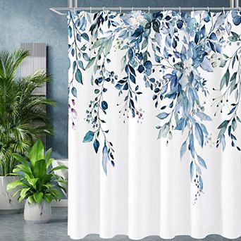 Eucalyptus Leaves Shower Curtain Watercolor Plant Bathroom Decor