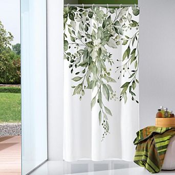 Eucalyptus Leaves Shower Curtain Watercolor Plant Bathroom Decor