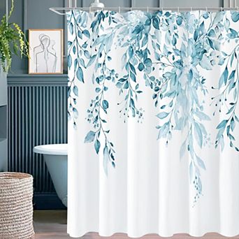 Eucalyptus Leaves Shower Curtain Watercolor Plant Bathroom Decor