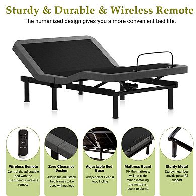 Twin XL Massage Adjustable Bed Frame,Updated Bed Base with Thickened Foam Frame