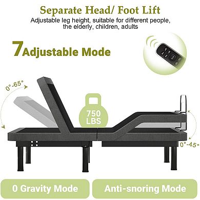 Twin XL Massage Adjustable Bed Frame,Updated Bed Base with Thickened Foam Frame