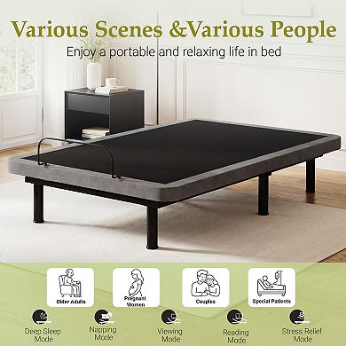 Twin XL Massage Adjustable Bed Frame,Updated Bed Base with Thickened Foam Frame