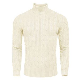 COOFANDY Men' Slim Fit Turtleneck Sweater Casual Twisted Knitted Pullover Sweaters