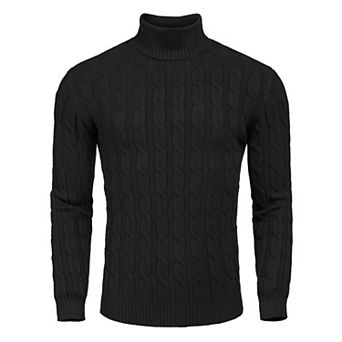 COOFANDY Men' Slim Fit Turtleneck Sweater Casual Twisted Knitted Pullover Sweaters