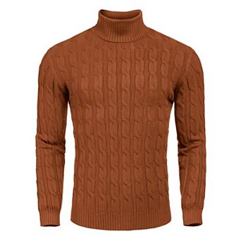 COOFANDY Men' Slim Fit Turtleneck Sweater Casual Twisted Knitted Pullover Sweaters