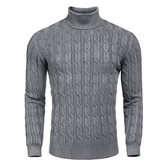 COOFANDY Men' Slim Fit Turtleneck Sweater Casual Twisted Knitted Pullover Sweaters