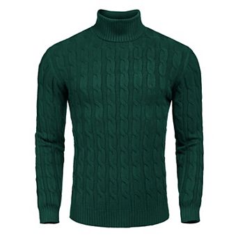 COOFANDY Men' Slim Fit Turtleneck Sweater Casual Twisted Knitted Pullover Sweaters