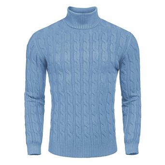 COOFANDY Men' Slim Fit Turtleneck Sweater Casual Twisted Knitted Pullover Sweaters