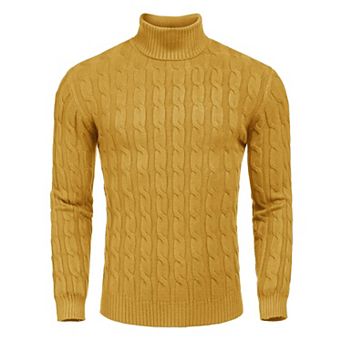 COOFANDY Men' Slim Fit Turtleneck Sweater Casual Twisted Knitted Pullover Sweaters
