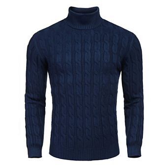COOFANDY Men' Slim Fit Turtleneck Sweater Casual Twisted Knitted Pullover Sweaters