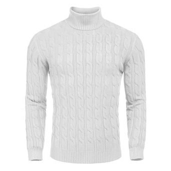 COOFANDY Men' Slim Fit Turtleneck Sweater Casual Twisted Knitted Pullover Sweaters