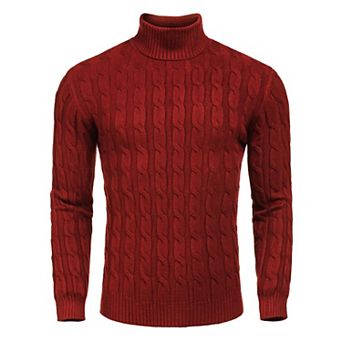 COOFANDY Men' Slim Fit Turtleneck Sweater Casual Twisted Knitted Pullover Sweaters