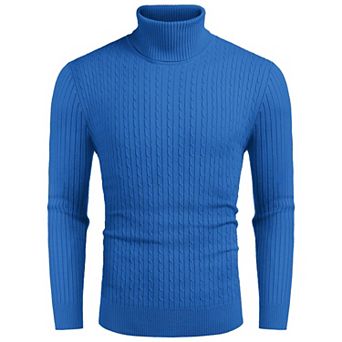 COOFANDY Men' Slim Fit Turtleneck Sweater Casual Twist Patterned Pullover Knitted Sweaters