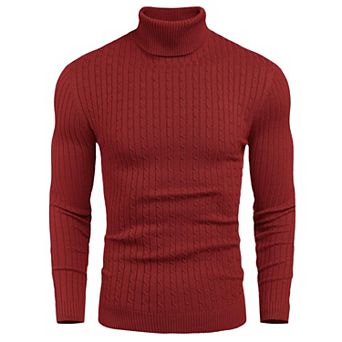 COOFANDY Men' Slim Fit Turtleneck Sweater Casual Twist Patterned Pullover Knitted Sweaters