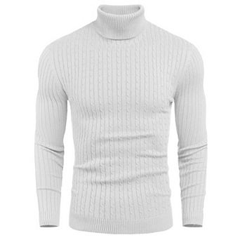 COOFANDY Men' Slim Fit Turtleneck Sweater Casual Twist Patterned Pullover Knitted Sweaters