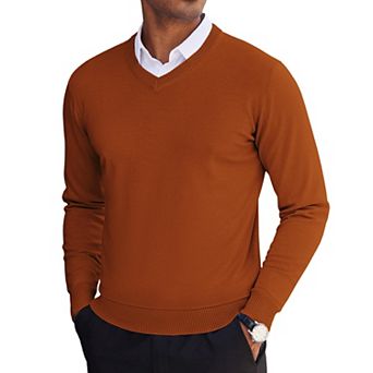 COOFANDY Men' V Neck Pullover Sweater Long Sleeve Casual Dress Slim Fit Knit Lightweight Sweaters