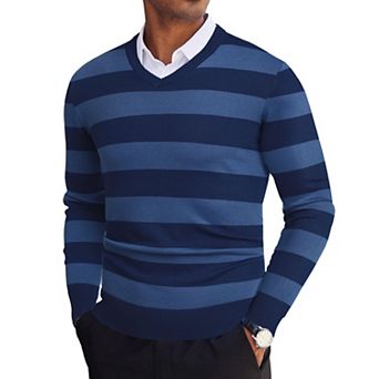 COOFANDY Men' V Neck Pullover Sweater Long Sleeve Casual Dress Slim Fit Knit Lightweight Sweaters
