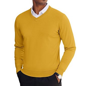 COOFANDY Men' V Neck Pullover Sweater Long Sleeve Casual Dress Slim Fit Knit Lightweight Sweaters