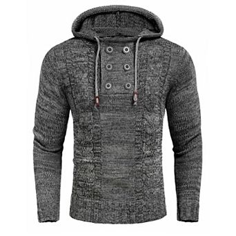 COOFANDY Men Knitted Hoodies Pullover Casual Long Sleeve Slim Fit Turtleneck Sweaters