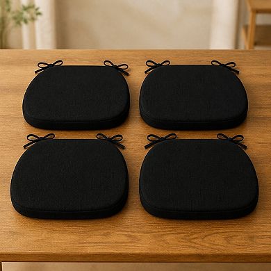 D shaped Chair Cushions Thick Dining Pads With Ties Removable Washable Covers For Seating