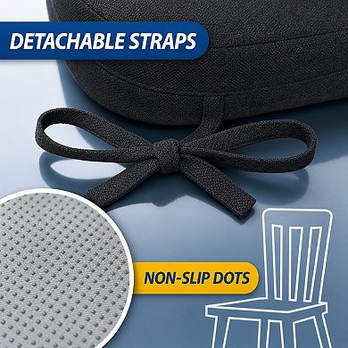 D shaped Chair Cushions Thick Dining Pads With Ties Removable Washable Covers For Seating