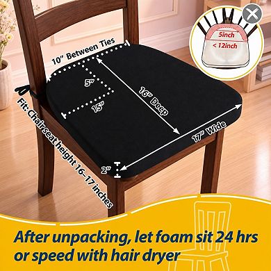 D shaped Chair Cushions Thick Dining Pads With Ties Removable Washable Covers For Seating