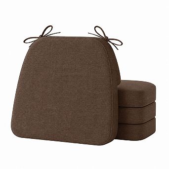 D shaped Chair Cushions Thick Dining Pads With Ties Removable Washable Covers For Seating