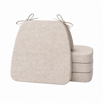 D shaped Chair Cushions Thick Dining Pads With Ties Removable Washable Covers For Seating