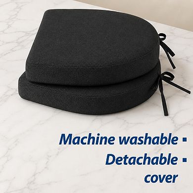 D shaped Chair Cushions Thick Dining Pads With Ties Removable Washable Covers