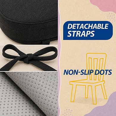 D shaped Chair Cushions Thick Dining Pads With Ties Removable Washable Covers