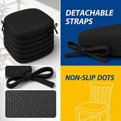 D shaped Chair Cushions Thick Dining Pads With Ties Removable Washable Cover