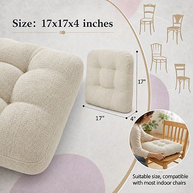 Tufted Chenille Dining Chair Cushions Non Slip Soft Supportive Seat Pads