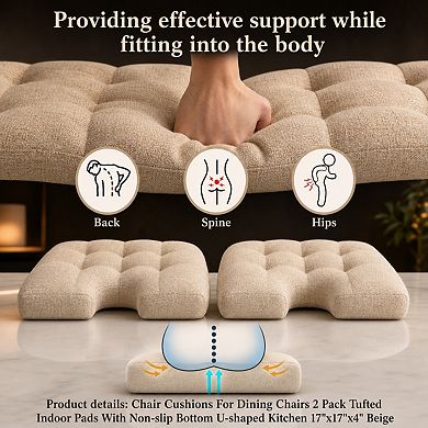 Tufted Chenille Dining Chair Cushions Non Slip Soft Supportive Seat Pads