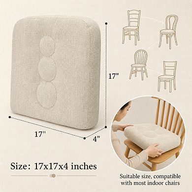 Tufted Chenille Dining Chair Cushions Non Slip Supportive Soft Indoor Pads