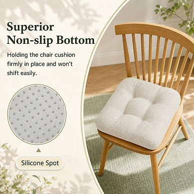 Tufted Chenille Dining Chair Cushions Non Slip Soft Supportive Indoor Pads