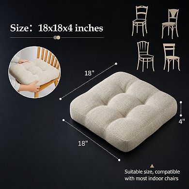 Tufted Chenille Dining Chair Cushions Non Slip Soft Supportive Indoor Pads